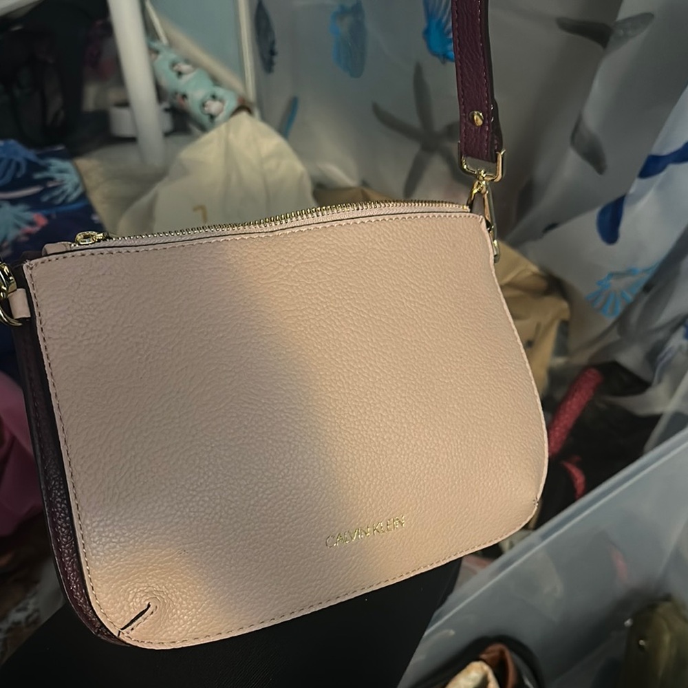 Calvin Klein Light Pink and Dark Purple Crossbody Bag